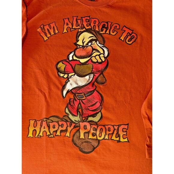 Disney Store Exclusive Grumpy Long Sleeve Shirt 100% Cotton XL Allergic to Happy - Picture 4 of 16